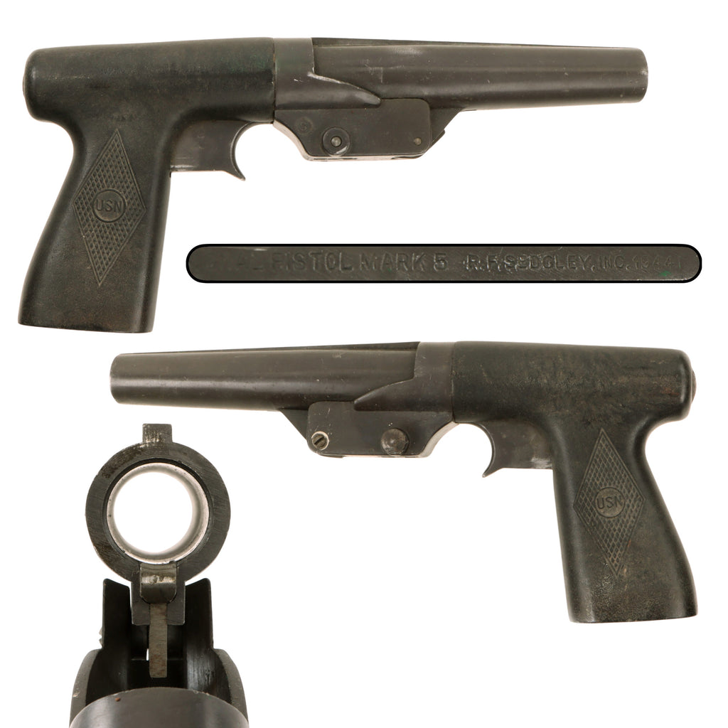 Original WWII U.S. Navy 10 Gauge Sedgley Mark 5 Signal Flare Pistol - Dated 1944