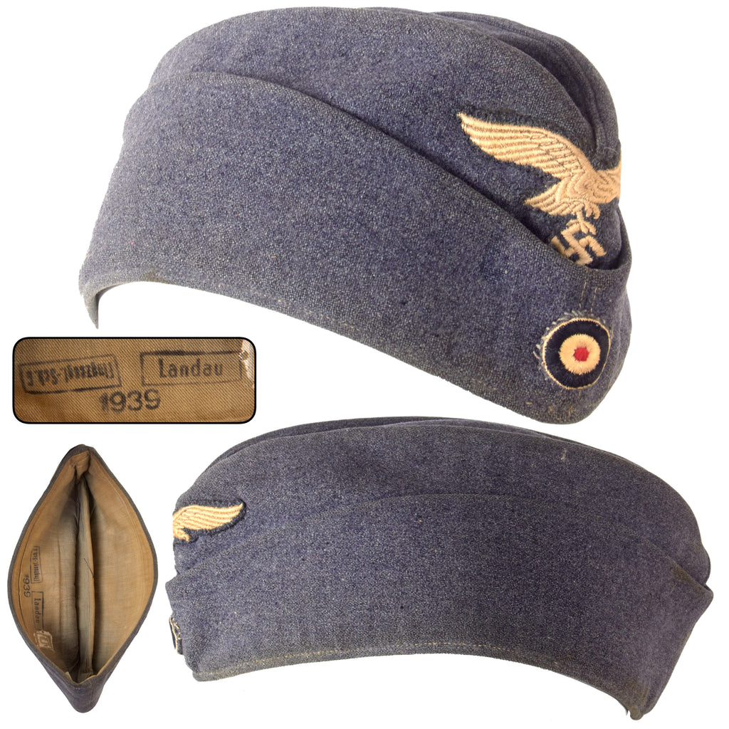 Original German WWII Luftwaffe Unit Marked EM/NCO M38 Schiffchen Overseas Cap, Dated 1939