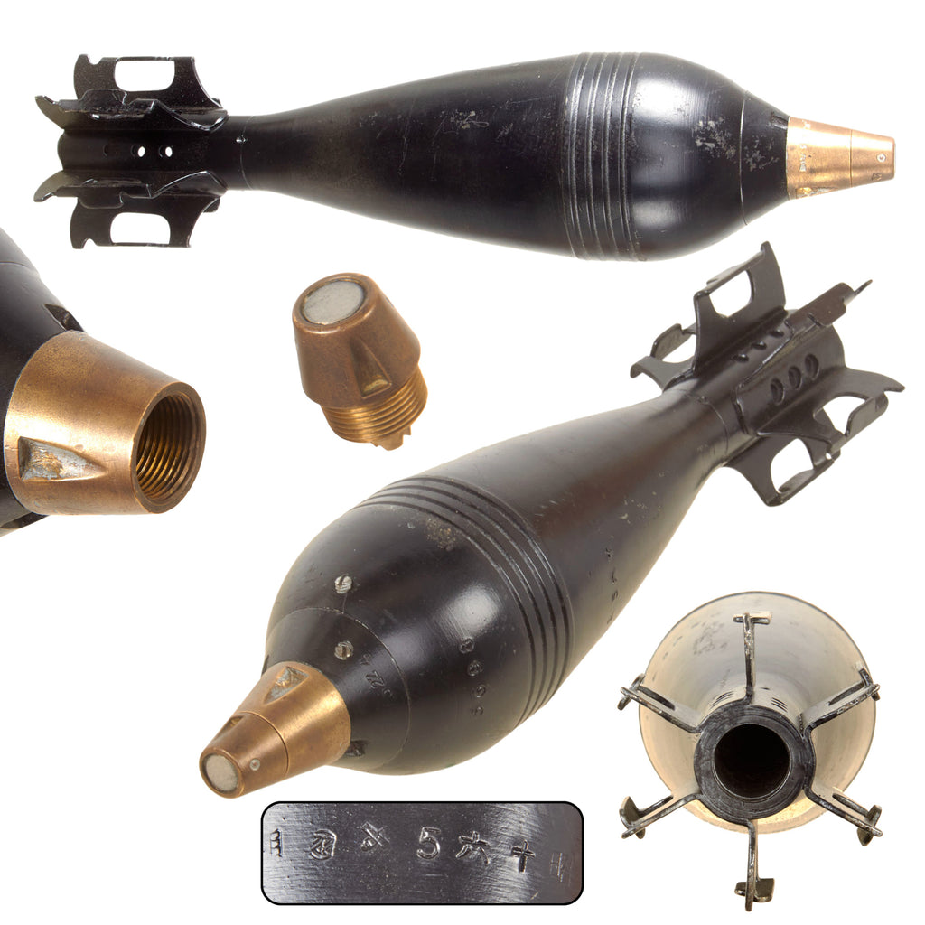 Original Japanese WWII Repainted Type 100 HE 81mm Inert Mortar Round with Type 88 Impact Fuse - Dated 1941