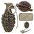Original U.S. WWII Inert MkII Pineapple Grenade with Early Screw-bottom Body & M10A1 Fuze