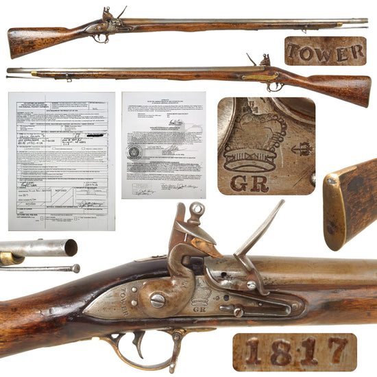 Original British P-1796 "India Pattern" Third Model Tower Brown Bess Flintlock Musket Dated 1817 - Documented USGI Afghanistan Bring Back