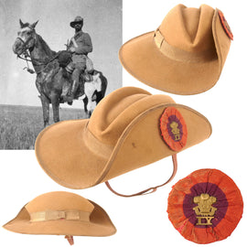 Original British Second Boer War Royal Wiltshire Imperial Yeomanry Prince of Wales’s Own Officer’s Slouch Hat with Rosette & Chinstrap