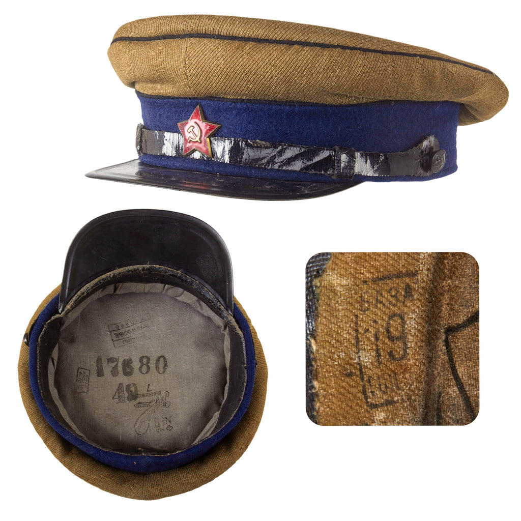 Original Soviet Russian WWII Cavalry Officer Model 1935 M35 Hat by Moscow Tailor with Great Markings - Size 7 Original Items
