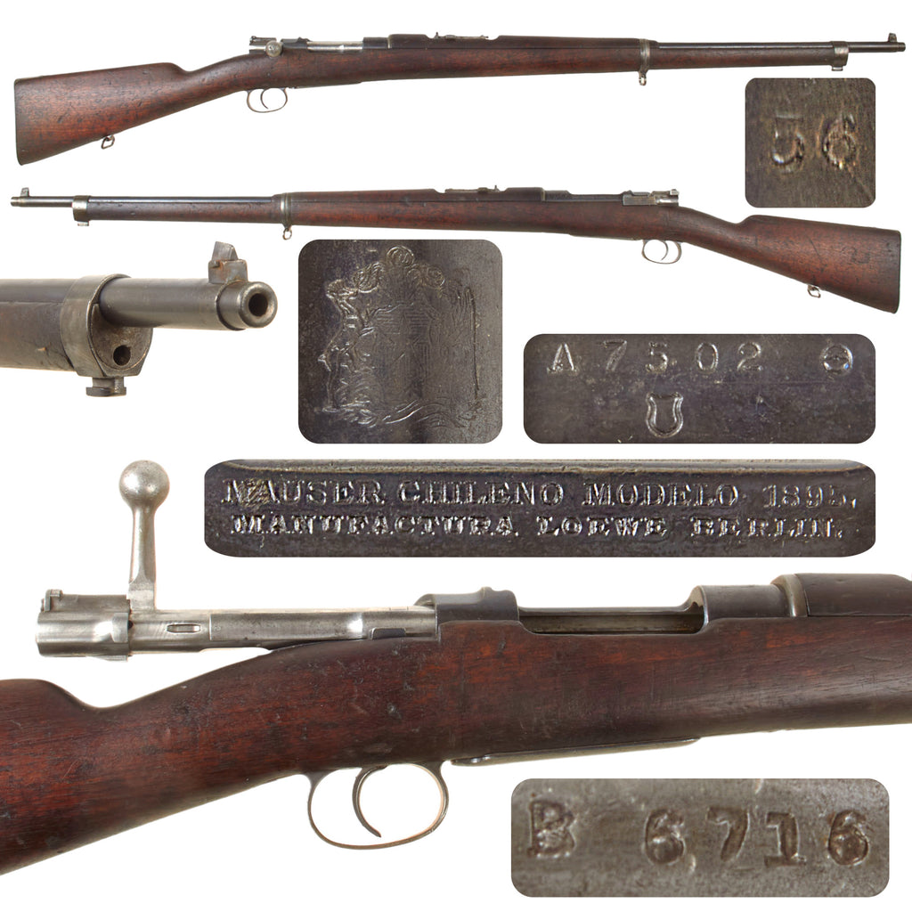Original German Model 1895 Chilean Contract Mauser Rifle by Ludwig Loewe Berlin, Serial No. A 7502 Original Items