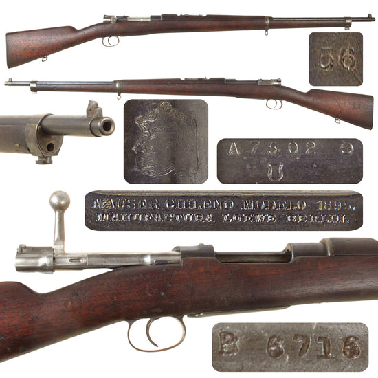 Original German Model 1895 Chilean Contract Mauser Rifle by Ludwig Loewe Berlin, Serial No. A 7502 Original Items