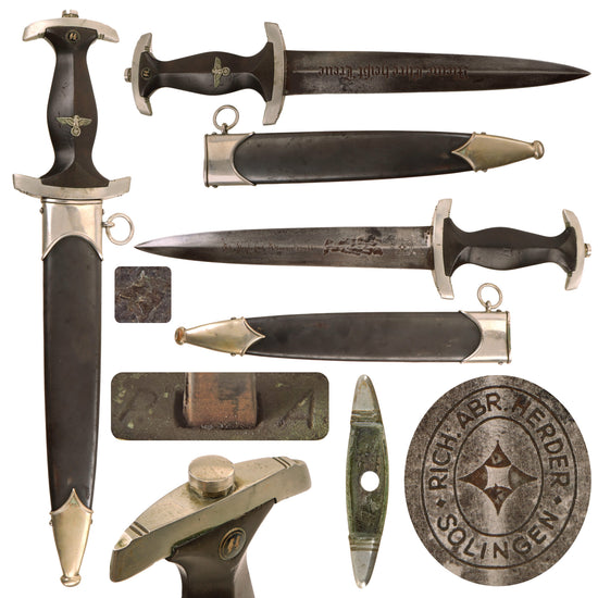 Original German WWII Partial Ground Röhm Inscription Early M33 SS Ehrendolch Dagger by Richard Abr. Herder with Scabbard
