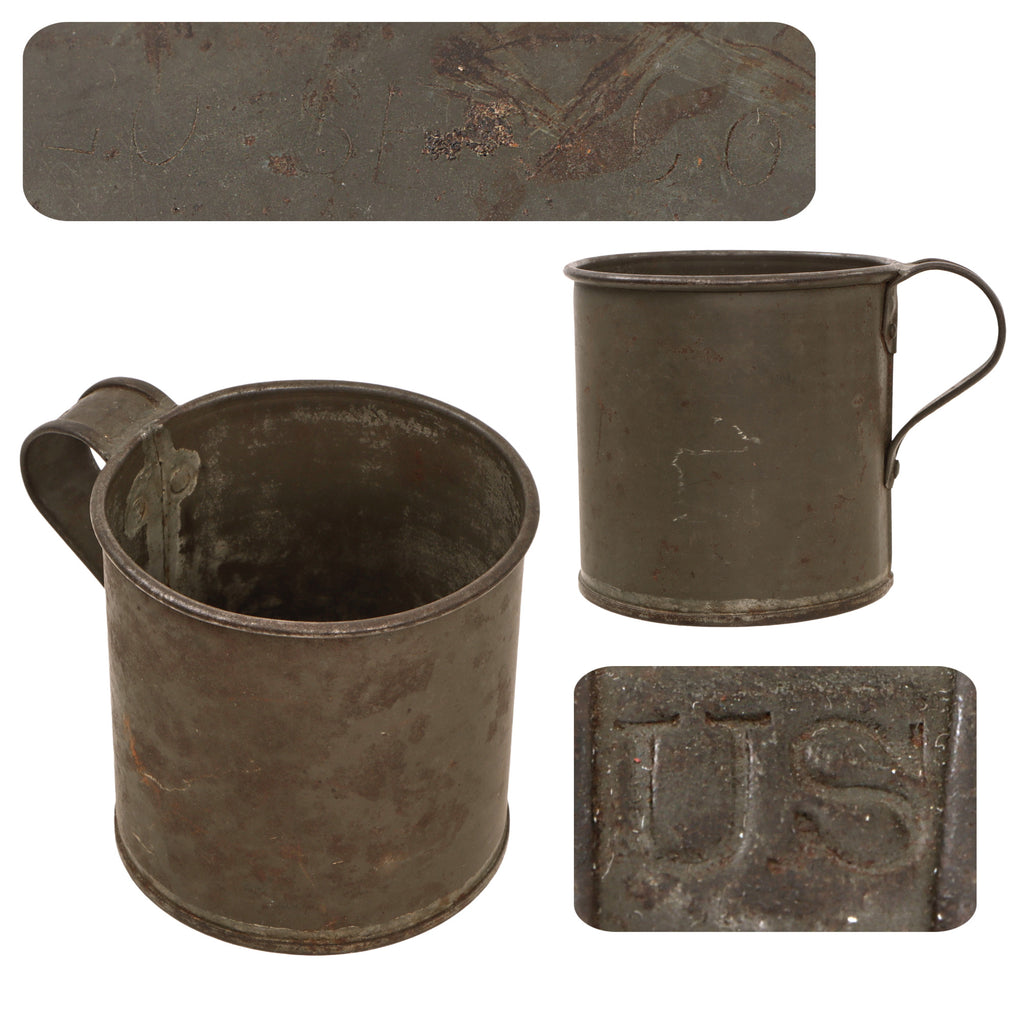 Original U.S. Indian Wars Era Rare US Marked M1874 Drinking Cup with Stamped Marking on Bottom Original Items