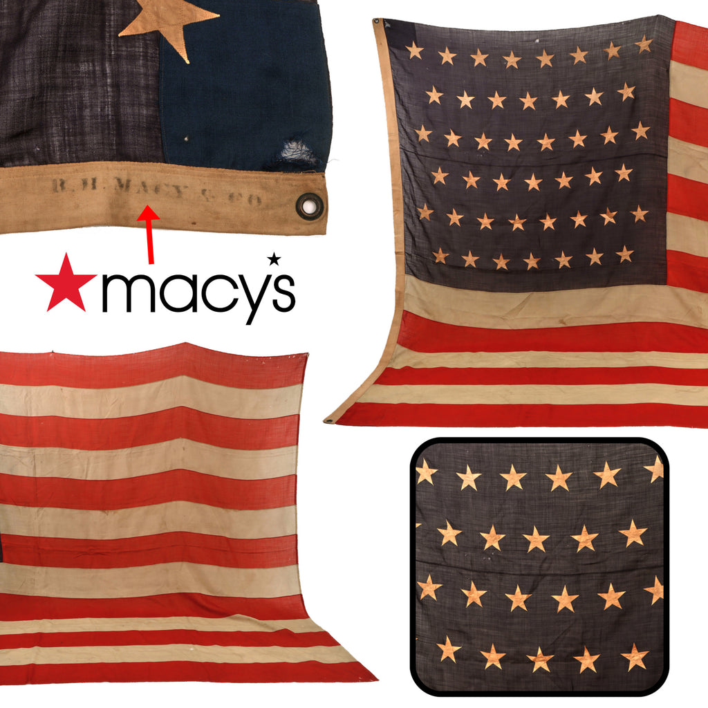Original U.S. Spanish American War 45 Star Wool National Flag by R. H. Macy & Co. - Now Known as “Macy’s” - 97 x 134” Original Items