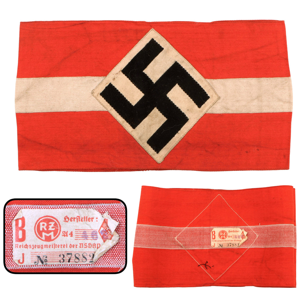 Original German WWII HJ Youth Organization Member Armband with RZM A4/462 Tag – J Nr. 378821