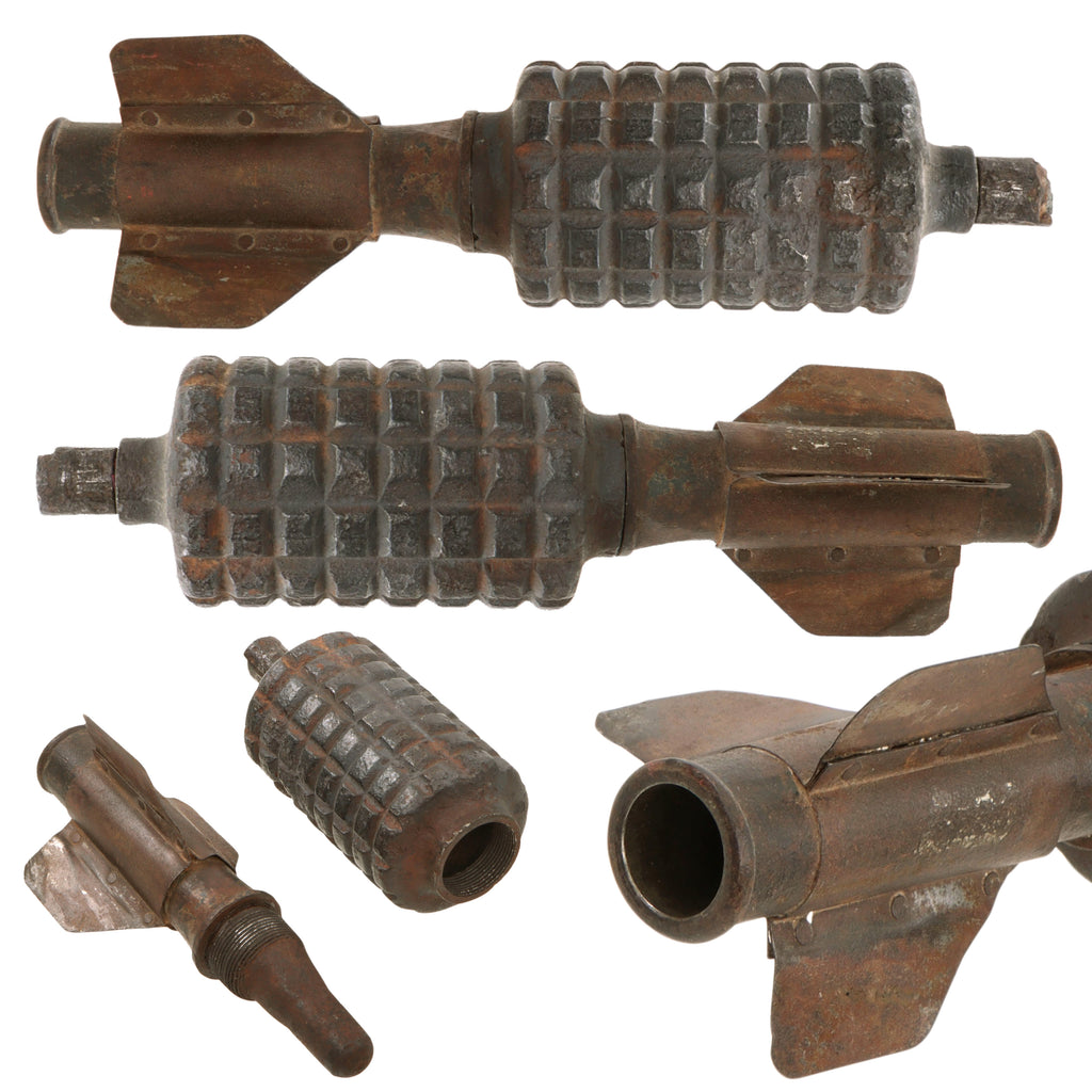 Original German WWI Granatenwerfer 16 Grenade Thrower Inert Fragmentation Round with Early Three-Fin Tail Assembly