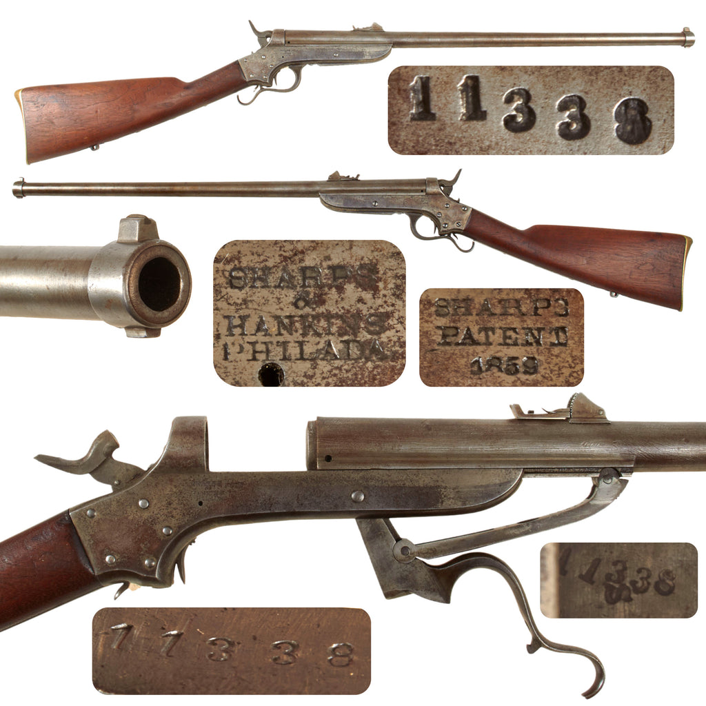 Original U.S. Civil War Sharps & Hankins Model 1862 Sliding Breech Naval Carbine - Serial No 11338 Original Items