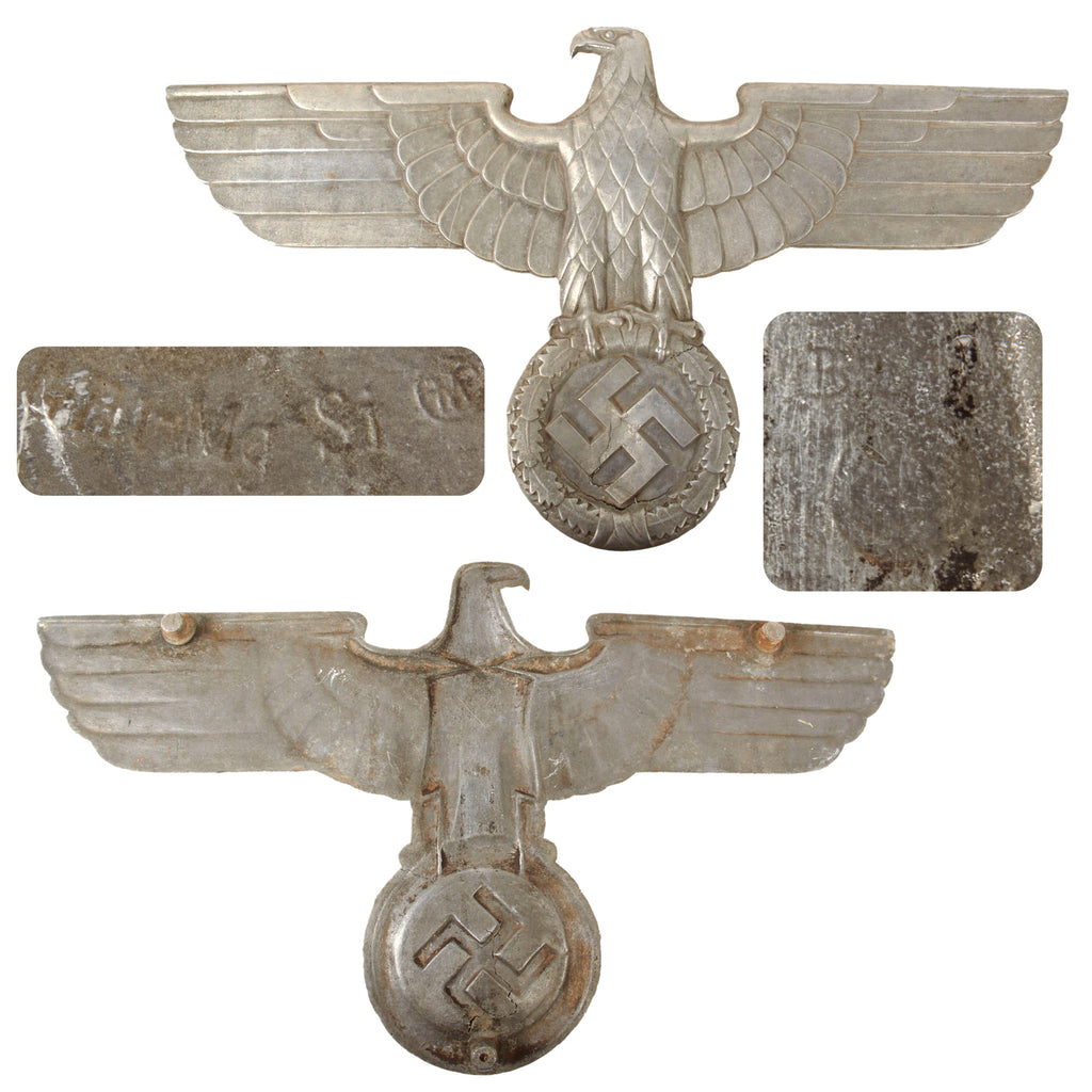 Original German WWII 25 Inch Aluminum Railroad Train Eagle with Intact Securing Bolts - Deutsche Reichsbahn Adler Original Items
