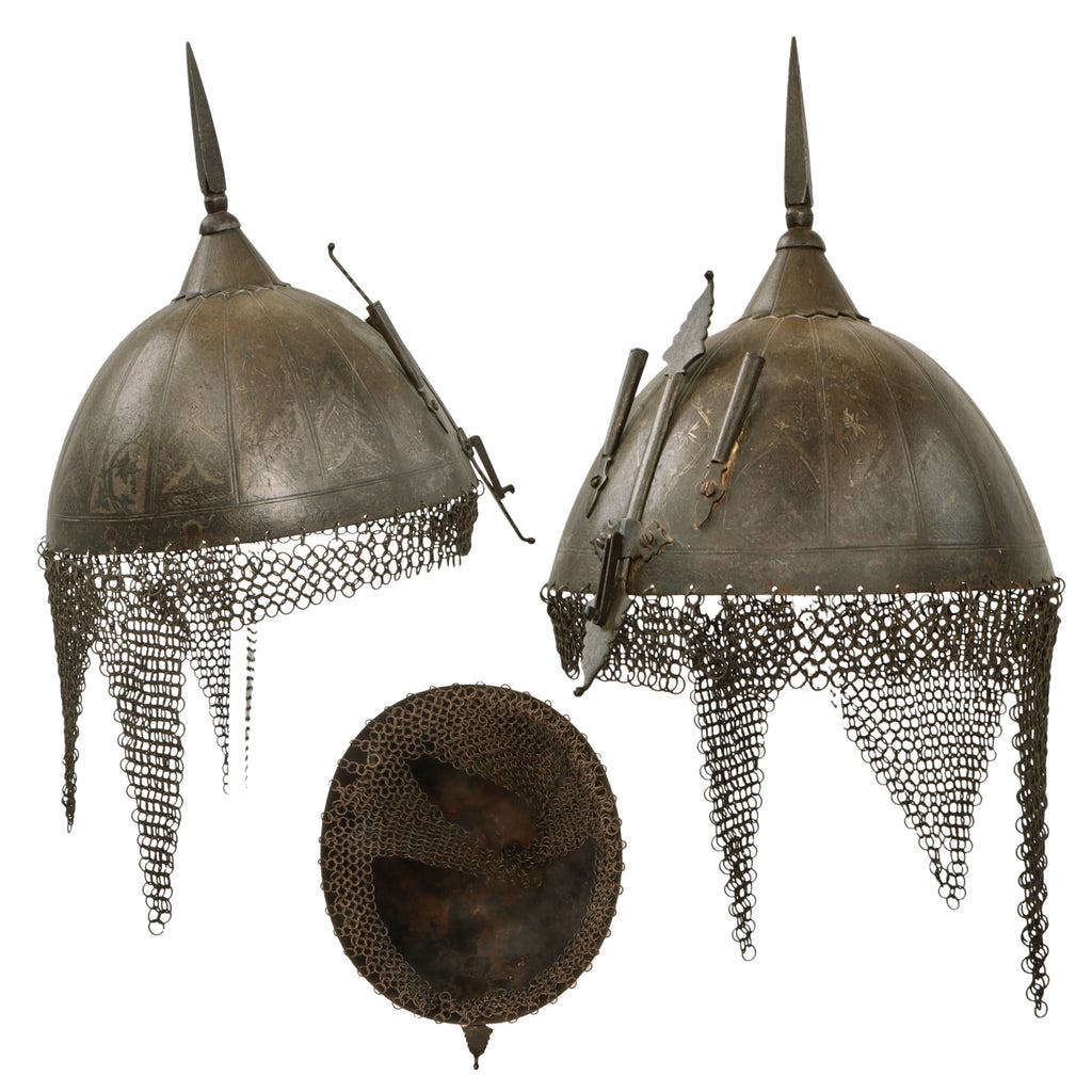 Original 19th Century Persian Battle of Omdurman Era Kulah Khud Spiked War Helmet circa 1898 Original Items