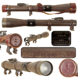 Original German WWI - Interwar Gewehr 98 “Visar” 2 ¾ x Sniper Scope by Emil Busch & Retailed by Ernst Steigleder with Leather Eye Cover - Serial 2381