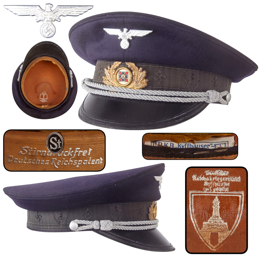 Original German Pre-WWII DRKB Kyffhäuser Veterans Association Officer Visor Cap with Soldatenbund Eagle, Measured Size 55cm