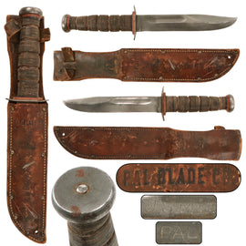 Original U.S. WWII PAL Blade Co. USMC 1219C2 Knife with PAL Leather Scabbard