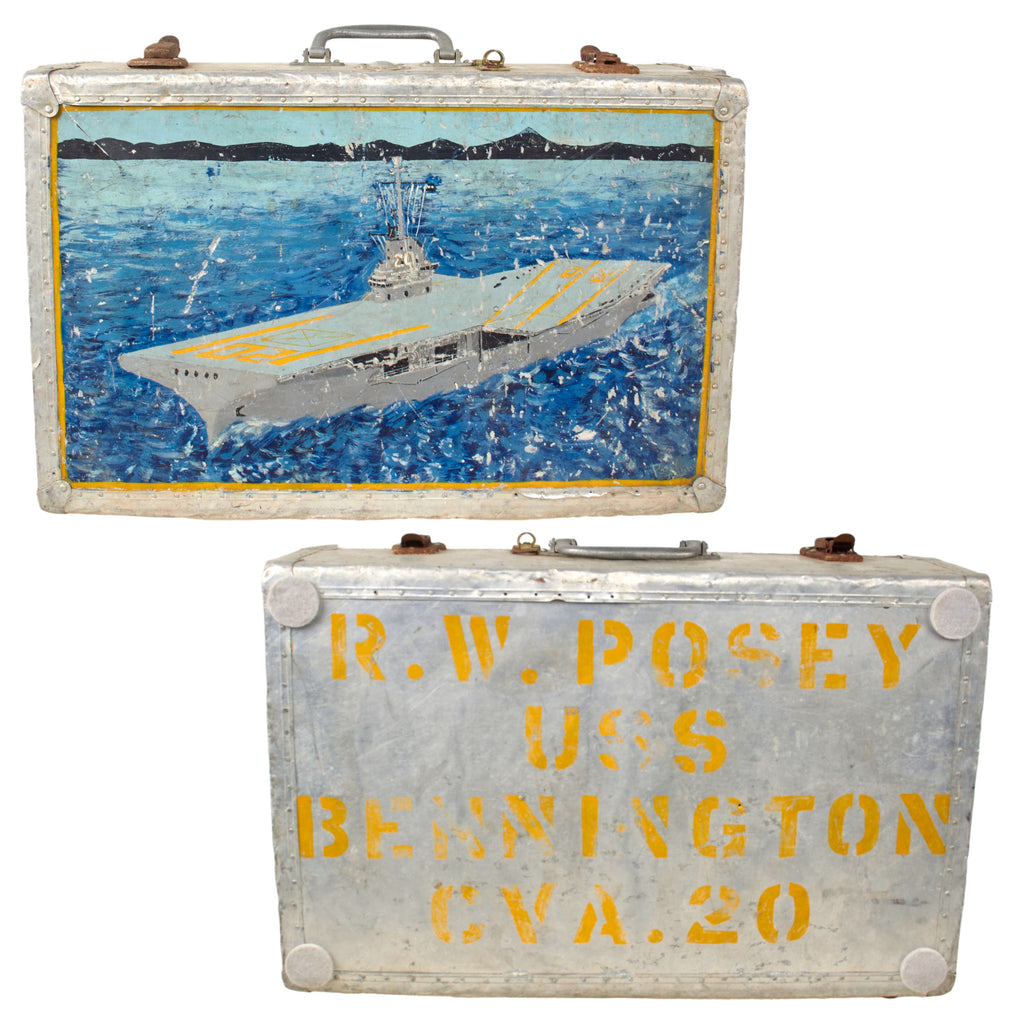 Original U.S. Vietnam War Navy USS Bennington CV-20 Named & Painted Aluminum Suitcase - R.W. Posey Original Items