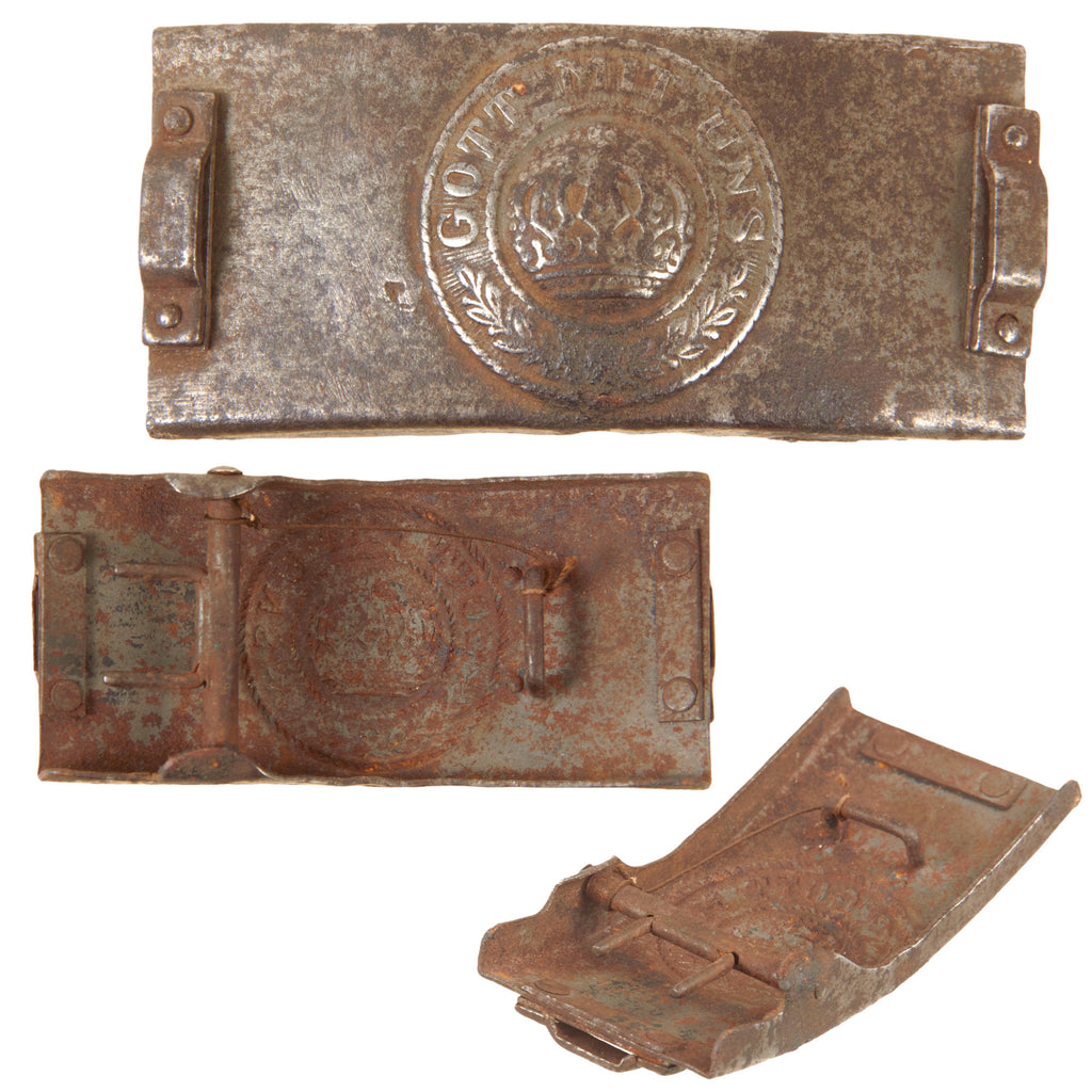 Original Imperial German WWI Prussian M1915 Steel Telegraph Troop EM/NCO Belt Buckle