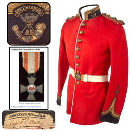 Original British Victorian Named Somerset Light Infantry (Prince Albert's) Scarlet Officer's Dress Tunic with Buff Belt - Edward Downes Bally OBE & Order of the Red Eagle