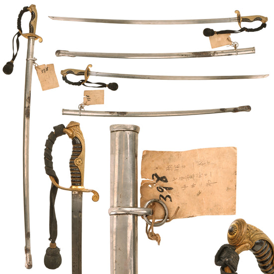 Original Imperial Japanese WWII Army Type 19 Kyu-Gunto Nickel-Plated Company Grade Officer’s Parade Sword with Sword Knot & Surrender Tag Original Items
