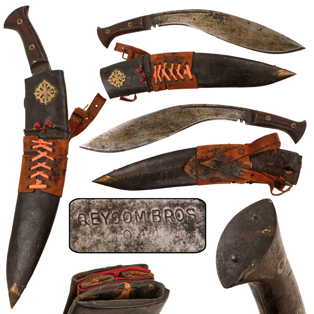Original British Indian WWII Mk II Gurkha Kukri by Qeyoom Brothers with Leather Scabbard - Dated 1944