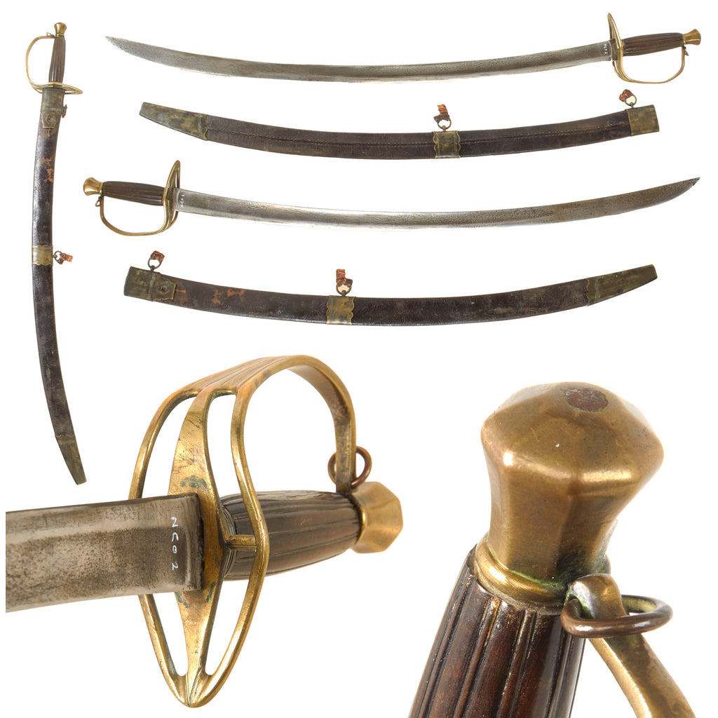 Original U.S. Revolutionary War American Officer’s “Cutting” Hanger Sword with Stirrup Hilt & Brass-Mounted Leather Scabbard Original Items