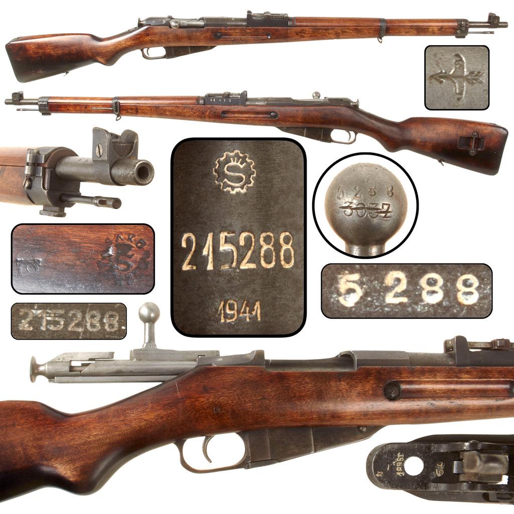 Original Finnish Continuation War Model M/39 Mosin-Nagant Rifle Serial No. 215288 with 1941 SAKO Barrel, Antique Izhevsk 1895 Receiver Original Items