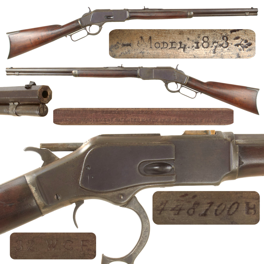 Original U.S. Winchester Model 1873 .32-20 Repeating Rifle Made in 1893 with Shortened 22 1/2" Octagonal Barrel - Serial 448100B Original Items