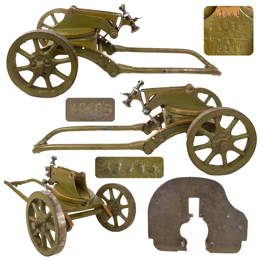 Original Soviet 1910 Maxim Machine Gun Steel Sokolov Wheeled Mount with Armor Shield Original Items