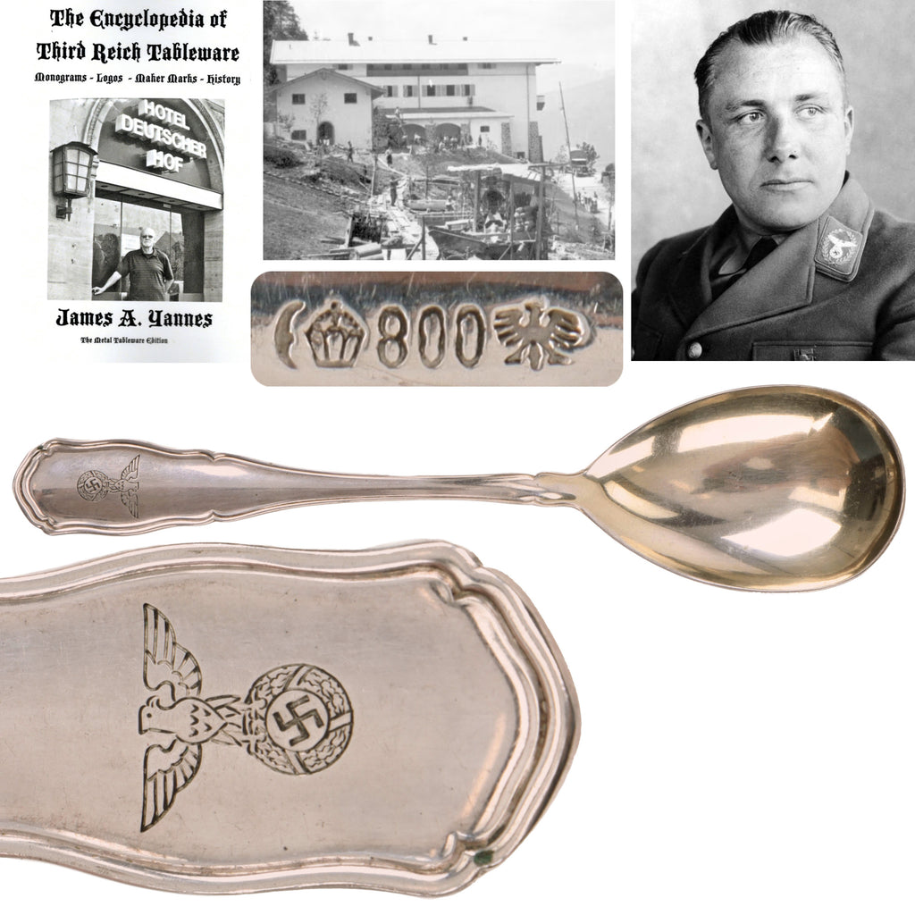 Original German WWII 800 Silver Berghof “House Service” Salad Serving Spoon by Bruckmann & Söhne