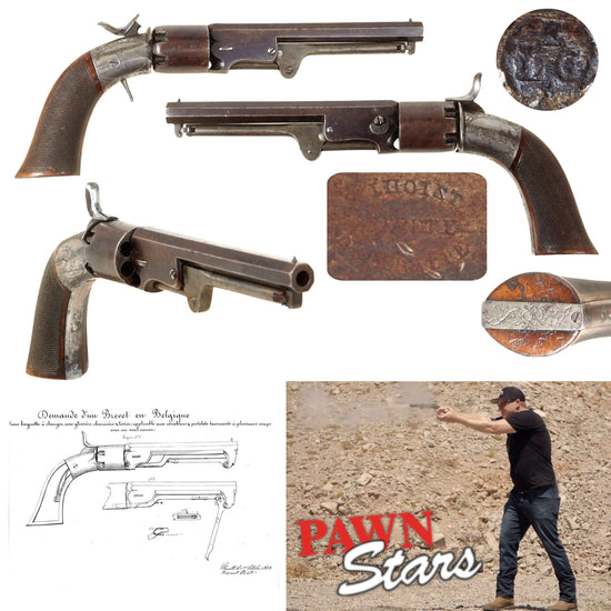 Original Belgian Colt Breveté 1851 Folding Trigger Transition Model Revolver by Toussaint Joseph Lhoist of Liège - As seen on Pawn Stars Original Items