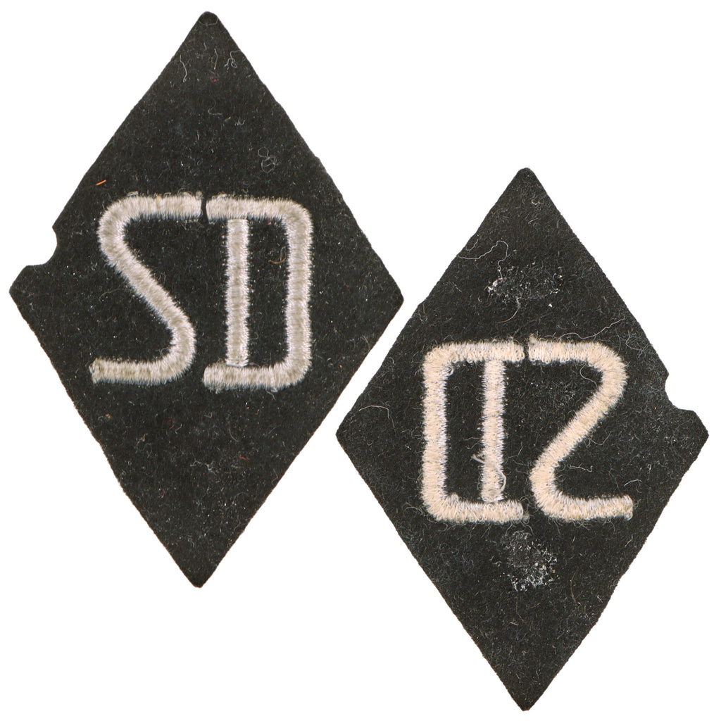 Original German WWII S.S. Sicherheitsdienst (SD) Sleeve Diamond – Dachau-Made Type