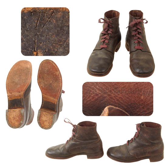Original U.S. WWI Pair of M1917 Marching Shoes - Size 7 1/2 - Boston Depot Marked Original Items