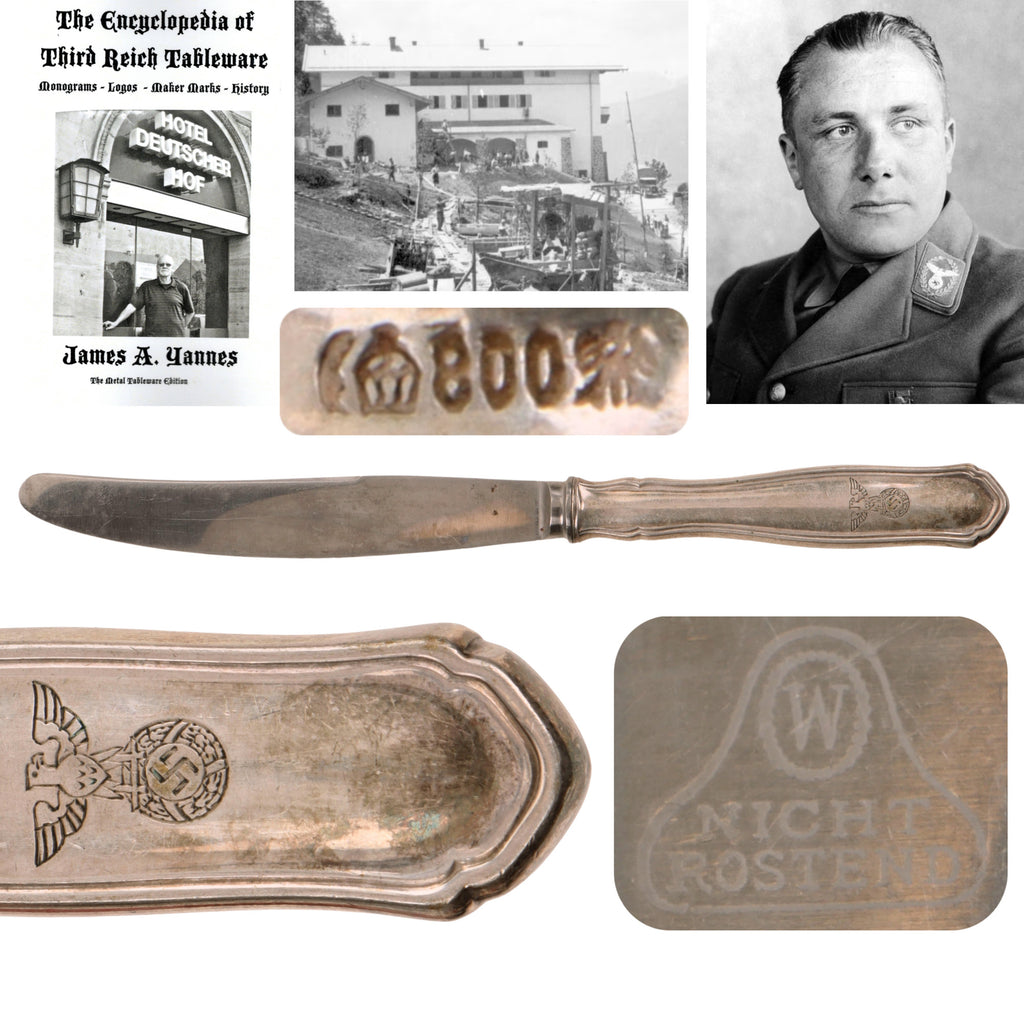 Original German WWII 800 Silver Berghof “House Service” Luncheon Knife by Bruckmann & Söhne Original Items