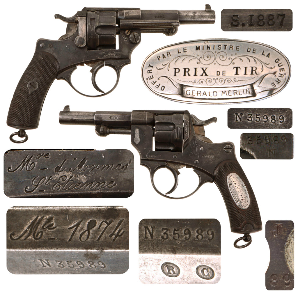 Original French MAS Modèle 1874 Chamelot-Delvigne 11mm Officer's Named Shooting Prize Revolver Dated 1887 - Serial N 35989 Original Items