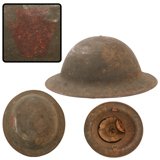 Original U.S. WWI M1917 28th Division Doughboy Helmet With Textured Paint - Keystone Division Original Items