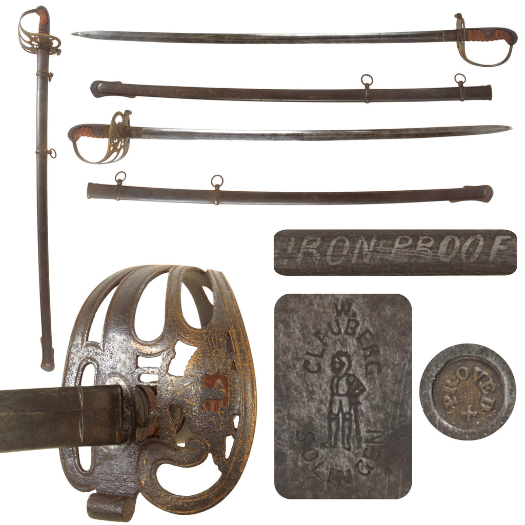 Original U.S. Civil War M-1850 Style German Imported Non-Regulation Foot Officer’s Sword and Scabbard with Triple-Etched Blade - Rare Eagle Variant on Basket Original Items
