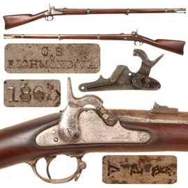 Original U.S. Civil War Confederate C.S. Richmond Percussion Rifle with Scarce Type 4 Low Hump Lock Plate - Dated 1862