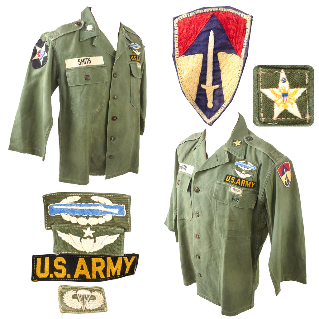 Original U.S. Vietnam War 1st Field Force Special Forces Officer’s OG-107 Utility Shirt with Period-Applied Incountry Insignia - LTC Smith