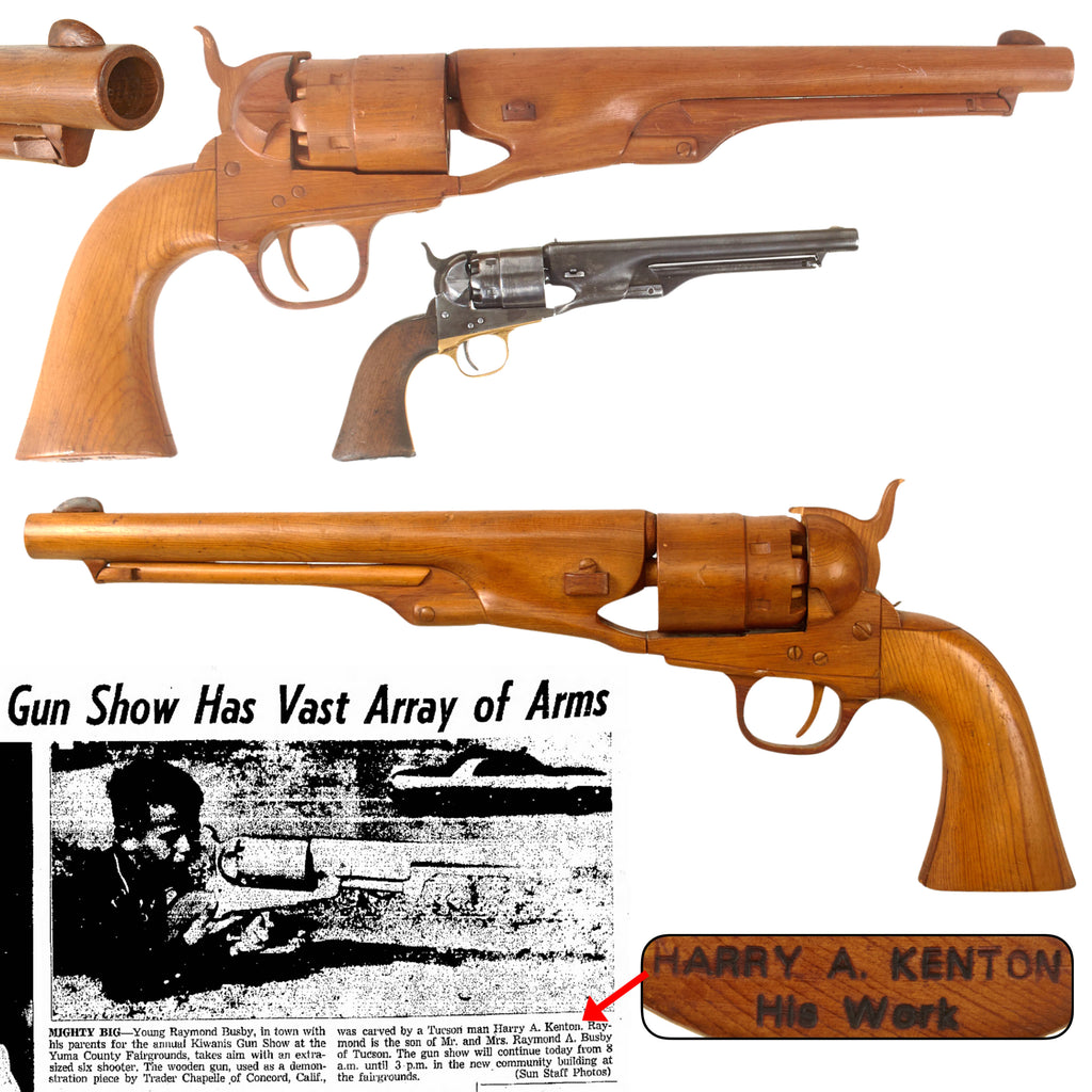U.S. Civil War Oversized Wooden Colt Model 1860 Army Percussion Revolver Model by Harry A. Kenton Used as Demonstration Piece - 28” Long