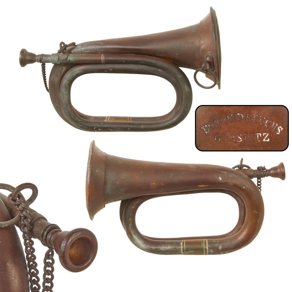 Original Austro-Hungarian WWI Military Bugle in Prussian Style by Bohland & Fuchs of Graslitz - circa 1914
