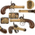 Original Victorian Era Belgian Brass Percussion Pocket Pistol with Bag Grip & Liège Proof - Circa 1845