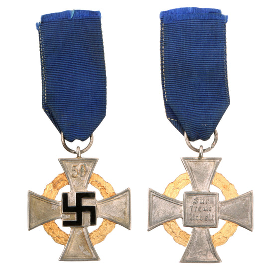 Original German Pre-WWII 1938 Treudienst-Ehrenzeichen Special Grade for 50 Years Faithful Work with Ribbon Original Items