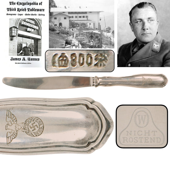 Original German WWII 800 Silver Berghof “House Service” Dinner Knife by Bruckmann & Söhne Original Items