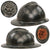 Original Belgian WWII Model 1931 Adrian Helmet with Belgian Lion Badge & Liner - Black Repaint Original Items