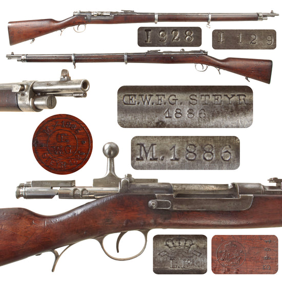 Original Portuguese Kropatschek M.1886 Infantry Rifle made by ŒWG Steyr Dated 1886 - Serial I129