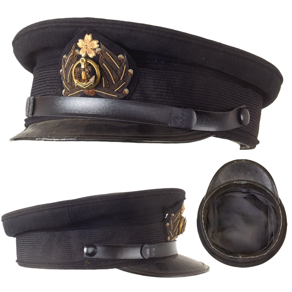 Original WWII Imperial Japanese Navy IJN Officer Visor Cap - Replaced Chinstrap Original Items