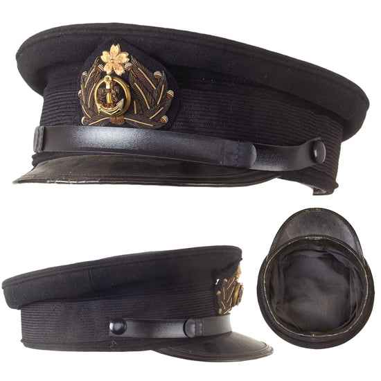 Original WWII Imperial Japanese Navy IJN Officer Visor Cap - Replaced Chinstrap Original Items