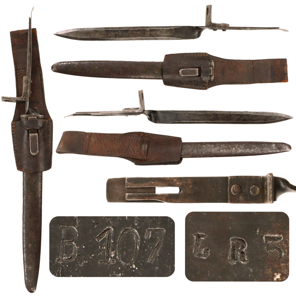 Original Austrian WWI Ersatz Bayonet with Scabbard & Frog for the M1895 Mannlicher Rifle - Unit-Marked