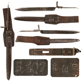 Original Austrian WWI Ersatz Bayonet with Scabbard & Frog for the M1895 Mannlicher Rifle - Unit-Marked